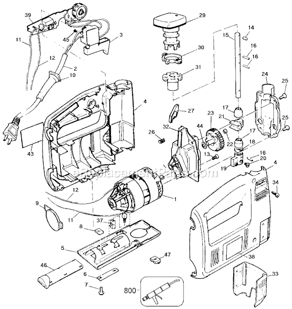 Page A Diagram and Parts List for 7588 Type 1 Black and Decker Jig Saw